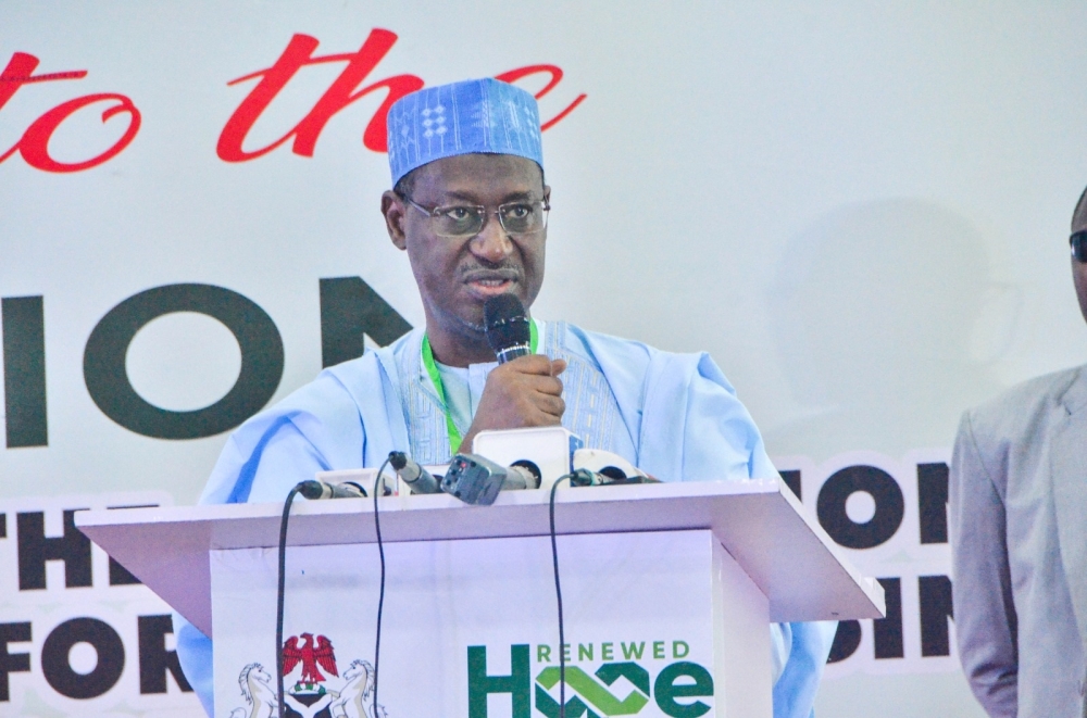 Permanent Secretary Federal Ministry of Housing and Urban Development, Dr. Marcus O. Ogunbiyi;  Minister of Housing and Urban Development. Arch. Ahmed Musa Dangiwa; Minister of State for Housing and Urban Development, Engr. Abdullahi Tijjani Gwarzo, MD/CEO Federal Housing Authority (FHA) Sen. Gbenga B. Ashafa;  Chairman Building Materials Manufacturing Hubs Task Team, Arc, Nuhu Wya