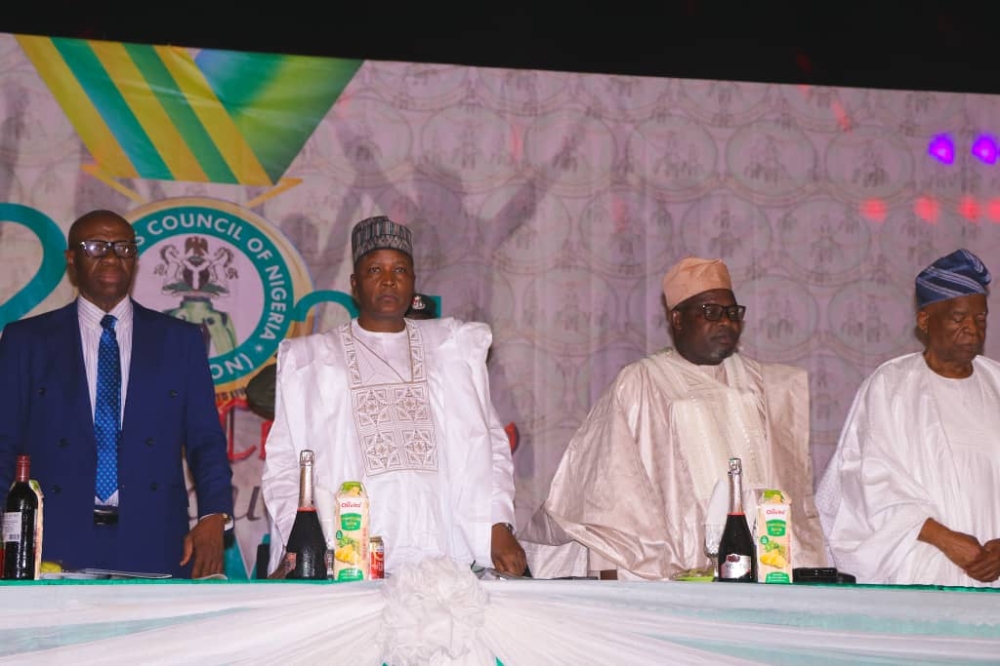 Hon Minister of State, Housing and Urban Development, Abdullahi Tijjani Gwarzo, Chief Host of the 2024 Surveyors Council of Nigeria Induction Ceremony of New Surveyors, held at Chida International Hotel, Abuja, Thursday, April 25th, 2024.