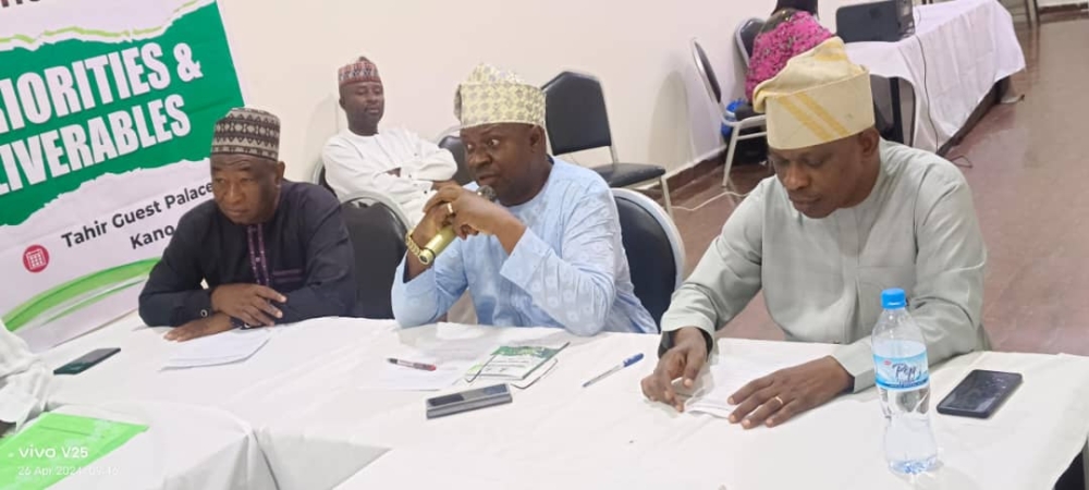 The Permanent Secretary, Federal Ministry of Housing and Urban Development, Dr. Marcus O. Ogunbiyi with senior staff of the Ministry at the Performance Management System (PMS) Workshop held in Kano State on the   26th of April, 2024.