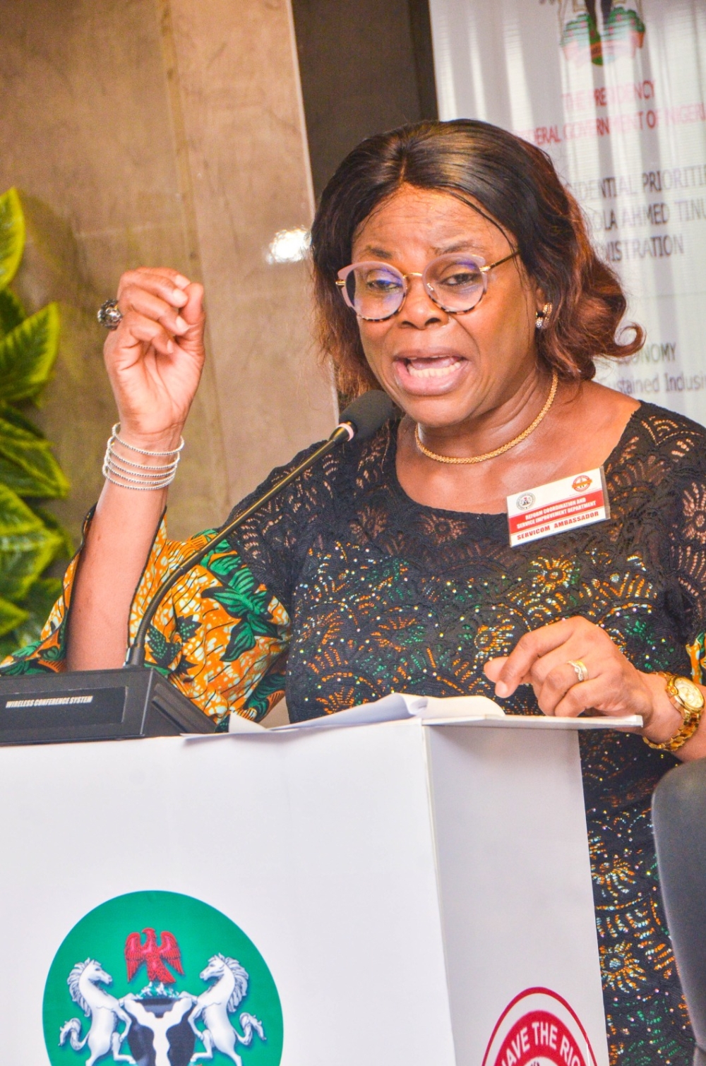 Hon Minister, Arc Ahmed Dangiwa,  Hon Minister of State, Yusuf Ata, Permanent Secretary Dr Shuaib Belgore and the SERVICOM Presidency, National Coordinator, Mrs Nnenna Akameje during the launch of the Federal Ministry of Housing and Urban Development Service Charter, Wednesday,  April 9th, 2025