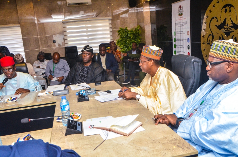 Housing Minister Arc Ahmed Dangiwa and Permanent Secretary,  Dr Shuaib Belgore in a meeting with Developers of Renewed Hope Housing Projects.