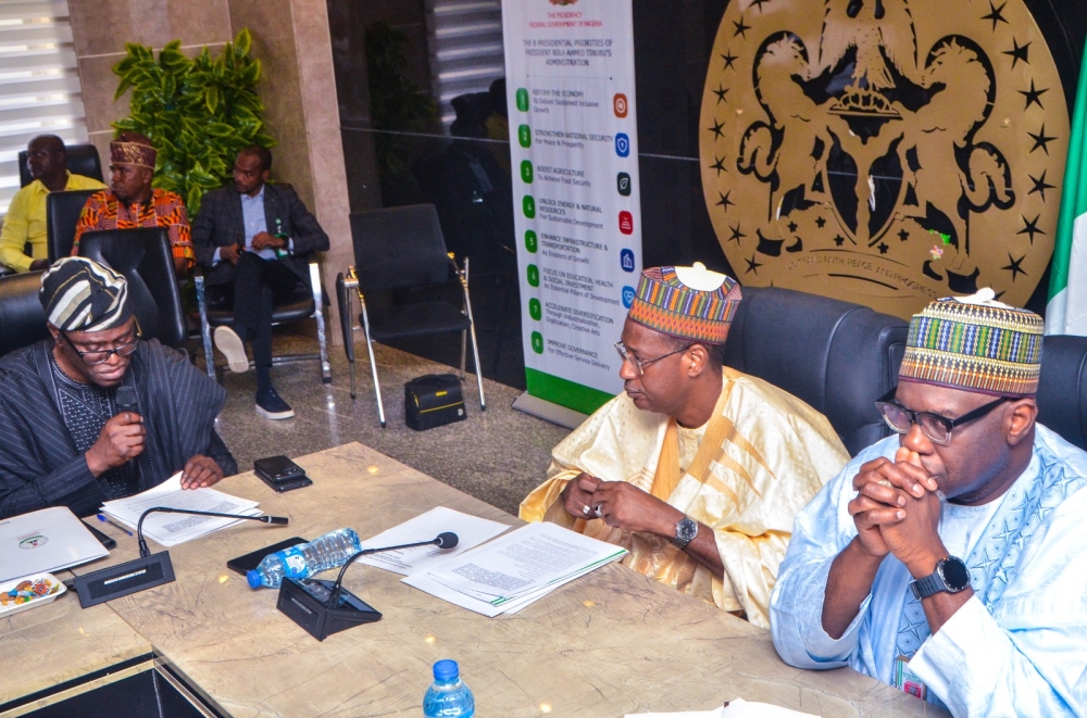 Housing Minister Arc Ahmed Dangiwa and Permanent Secretary,  Dr Shuaib Belgore in a meeting with Developers of Renewed Hope Housing Projects.