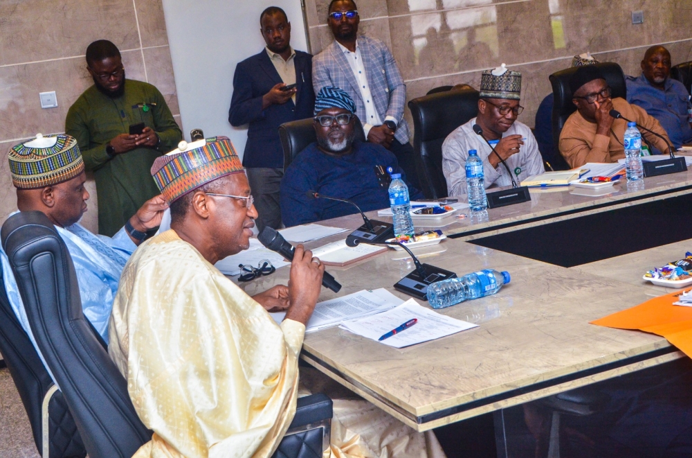 Housing Minister Arc Ahmed Dangiwa and Permanent Secretary,  Dr Shuaib Belgore in a meeting with Developers of Renewed Hope Housing Projects.