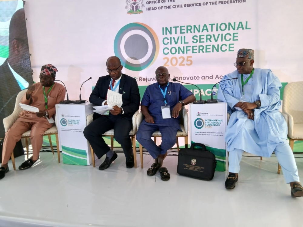 2025 INTERNATIONAL CIVIL SERVICE CONFERENCE: Dr Shuaib Belgore, Permanent Secretary,  FMHUD along with Permanent Secretary,  Federal Ministry of Information served as Panelists on the topic "The Weight of Societal Demands: Navigating External Pressures on Civil Servants", Thursday,  26th June, 2025