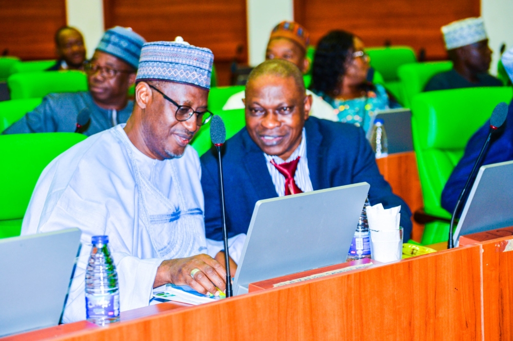 Minister and Minister of State, Housing and Urban Development, Arc. Ahmed Musa Dangiwa and Rt. Hon Abdullahi Yusuf Ata, during the Interactive Session with the House of Representatives Committee on Housing and Habitat.