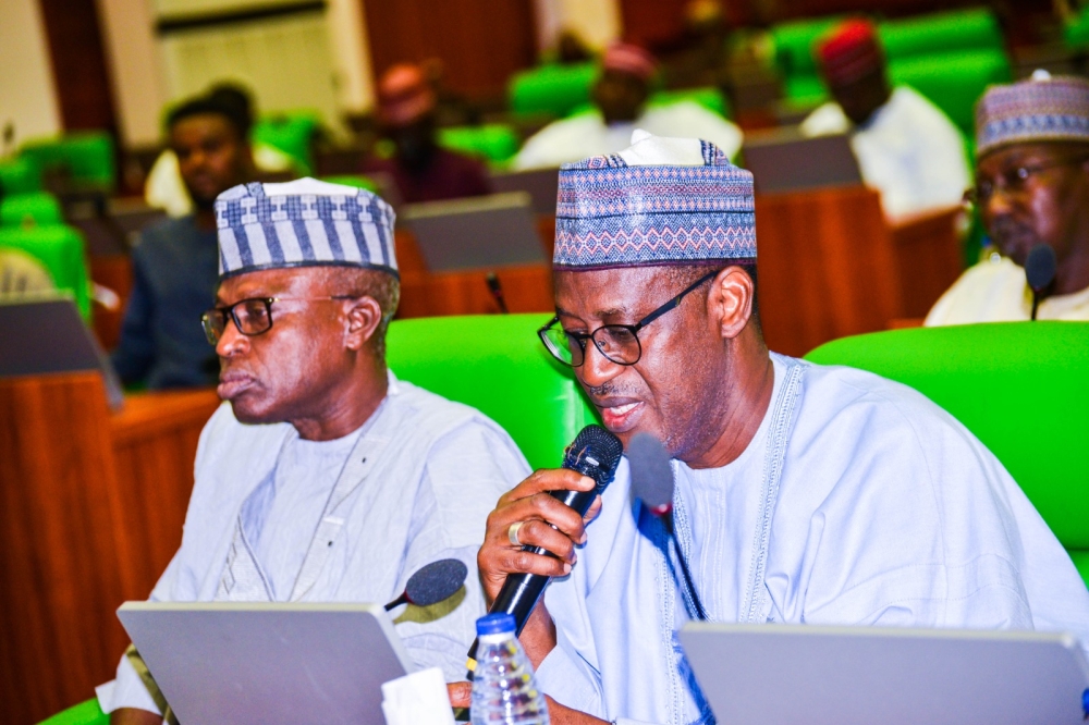 Minister and Minister of State, Housing and Urban Development, Arc. Ahmed Musa Dangiwa and Rt. Hon Abdullahi Yusuf Ata, during the Interactive Session with the House of Representatives Committee on Housing and Habitat.