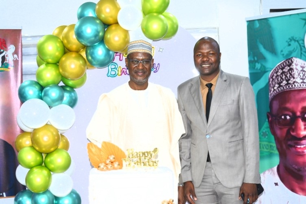 Occassion of the 63rd Birthday Celebration of Hon Minister,  FMHUD,  Arc Ahmed Musa Dangiwa,  FNIA,  FCIB with the management staff of the Ministry led by the Permanent Secretary,  Dr Shuaib Belgore,  Tuesday,  January 10th, 2026 in his Office @ Mabushi, Abuja, FCT