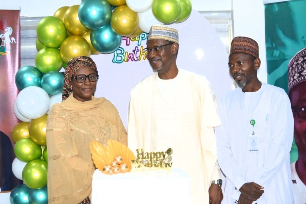 Occassion of the 63rd Birthday Celebration of Hon Minister,  FMHUD,  Arc Ahmed Musa Dangiwa,  FNIA,  FCIB with the management staff of the Ministry led by the Permanent Secretary,  Dr Shuaib Belgore,  Tuesday,  January 10th, 2026 in his Office @ Mabushi, Abuja, FCT