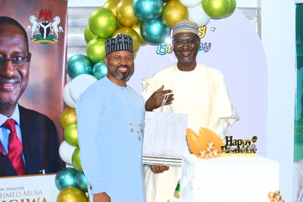 Occassion of the 63rd Birthday Celebration of Hon Minister,  FMHUD,  Arc Ahmed Musa Dangiwa,  FNIA,  FCIB with the management staff of the Ministry led by the Permanent Secretary,  Dr Shuaib Belgore,  Tuesday,  January 10th, 2026 in his Office @ Mabushi, Abuja, FCT