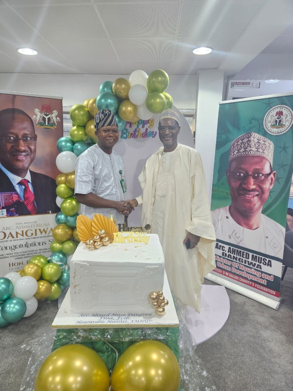 Occassion of the 63rd Birthday Celebration of Hon Minister,  FMHUD,  Arc Ahmed Musa Dangiwa,  FNIA,  FCIB with the management staff of the Ministry led by the Permanent Secretary,  Dr Shuaib Belgore,  Tuesday,  January 10th, 2026 in his Office @ Mabushi, Abuja, FCT