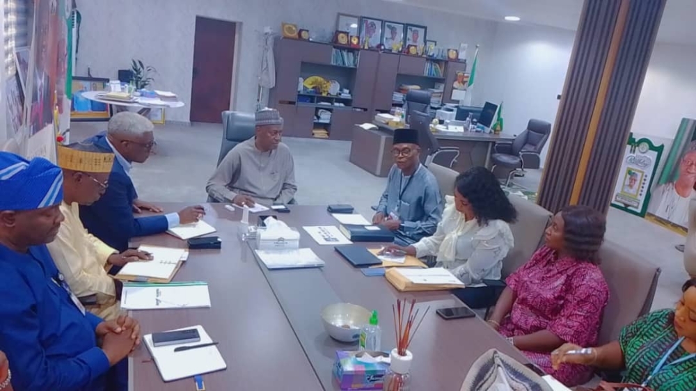 Meeting of the Hon Minister,  FMHUD, Arc Ahmed Dangiwa with the delegation of society for water & sanitation - a network of CSOs, NGOs & community based organizations working to improve access to safe water, sanitation & hygiene, April 15, 2026.